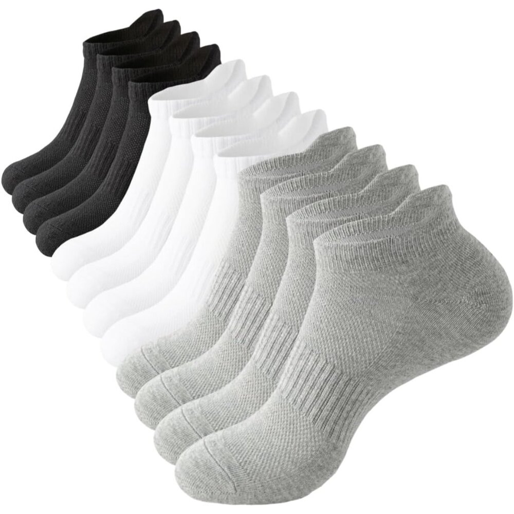 Men's Cotton Ankle Socks 6 Pairs Low Cut No Show Breathable Arch Support